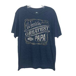 Worlds Greatest No.1 Papa Graphic Tshirt Fathers Day Gift Blue Size Large